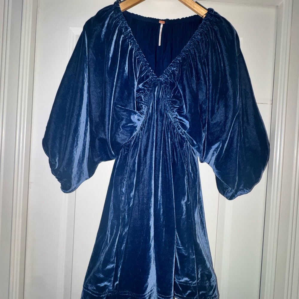 Free People Navy Blue Velvet Dress